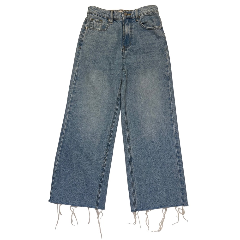 PacSun Nora Wide Leg Light Wash Raw Hem High Waisted Jeans Size 24